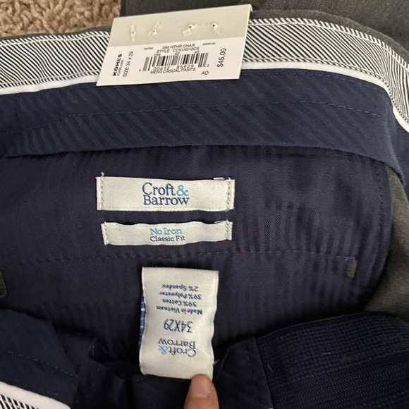 Croft & Barrow Classic Grey Stretch Khaki Pants 34 - Picture 13 of 15